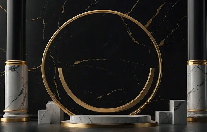 Luxe Gold and Black Marble Wallpaper